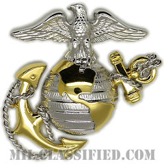アメリカ海兵隊制帽用帽章 (将校用)（Marine Corps Service Cap Device, Officer）[カラー/鏡面仕上げ/バッジ]画像
