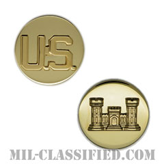 工兵科章（Corps of Engineers）[カラー/兵科章U.S.章セット（下士官用）/バッジ/ペア（2個1組）]の画像