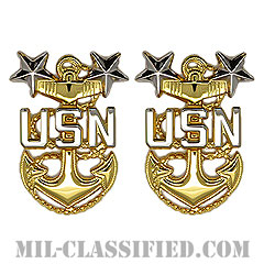 最先任上等兵曹（Master Chief Petty Officer）[カラー/コート用レギュラーサイズ/階級章/バッジ/ペア（2個1組）]の画像