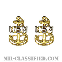 上等兵曹（Chief Petty Officer）[カラー/襟用ミニサイズ/階級章/バッジ（ピンバック）/ペア（2個1組）]の画像