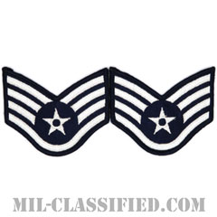 軍曹（Staff Sergeant）[カラー/メロウエッジ/空軍階級章（1991-）/Small（女性用）/パッチ/ペア（2枚1組）]画像