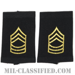 曹長（Master Sergeant (MSG)）[ブラック/ショルダー階級章/ショートサイズ肩章/ペア（2枚1組）]の画像