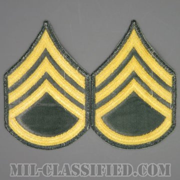 二等軍曹（Staff Sergeant (SSG)）[カラー（グリーン）/男性用/カットエッジ/階級章（1959-）/パッチ/中古1点物（ペア2枚1組）]画像