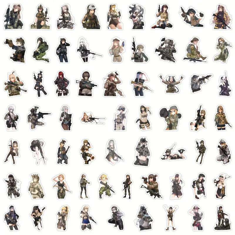 新品：女性兵士 ステッカー 50枚セット PVC 防水の画像