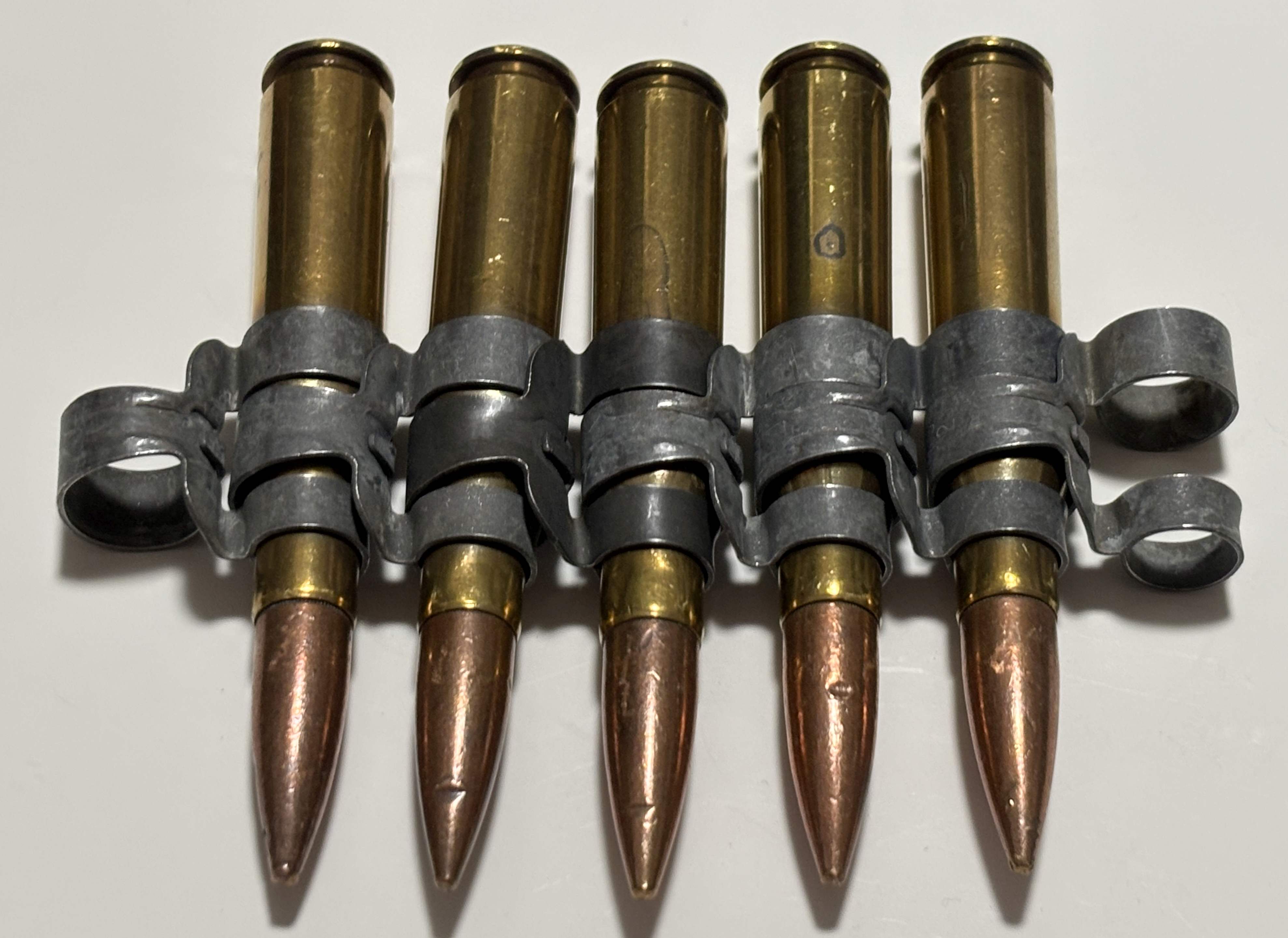 USED：米軍放出品　12.7mm 50CAL 50BMG 50口径　ダミーカート　5連　ベルトリンクの画像