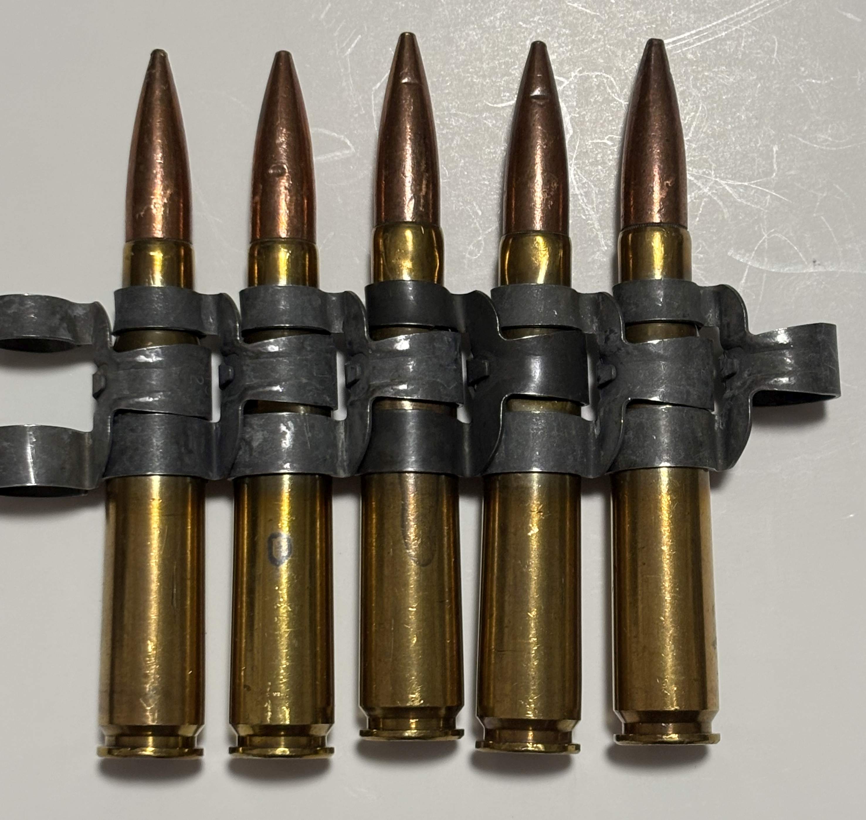 USED：米軍放出品　12.7mm 50CAL 50BMG 50口径　ダミーカート　5連　ベルトリンクの画像