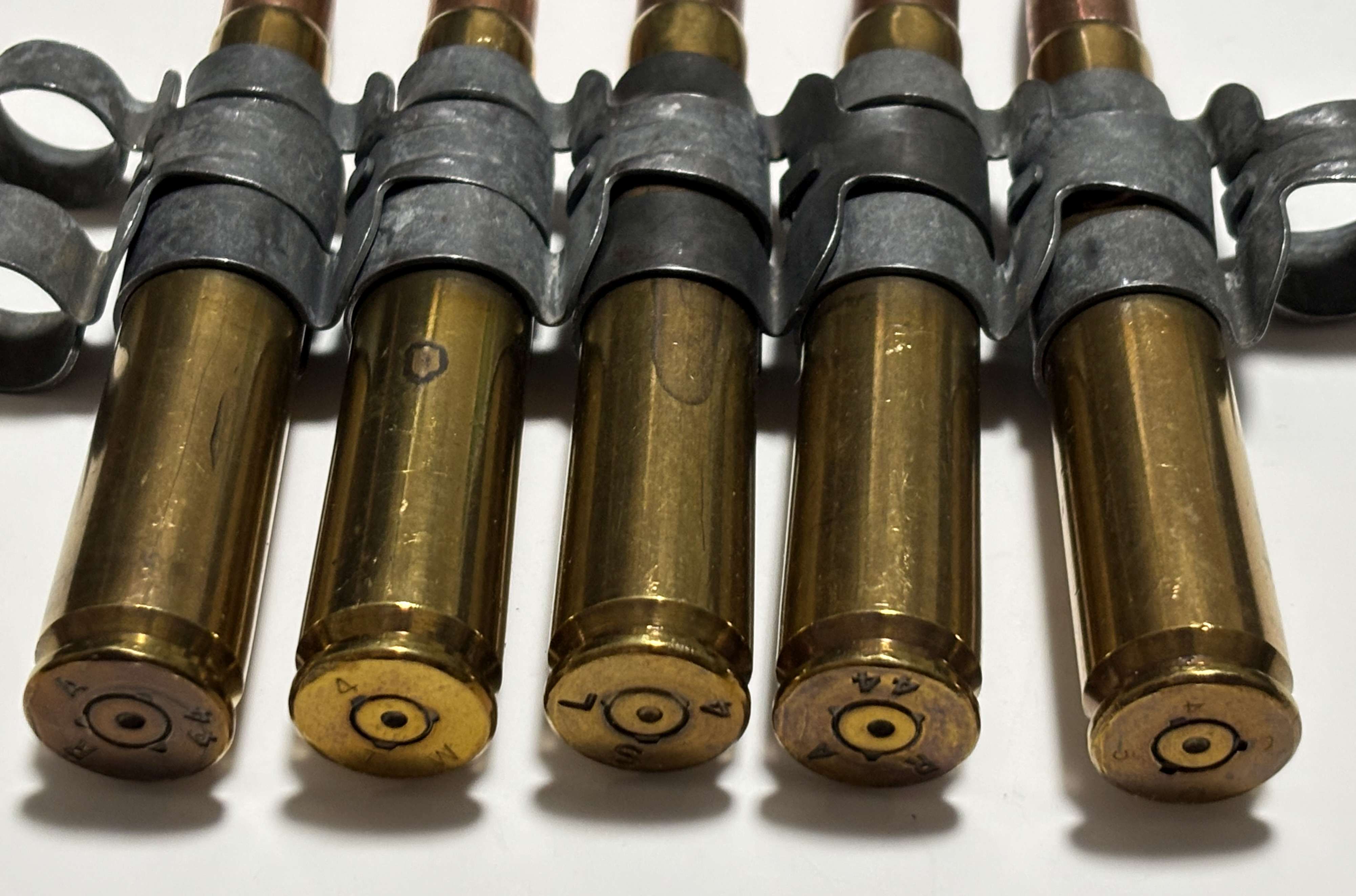 USED：米軍放出品　12.7mm 50CAL 50BMG 50口径　ダミーカート　5連　ベルトリンクの画像