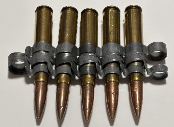 USED：米軍放出品　12.7mm 50CAL 50BMG 50口径　ダミーカート　5連　ベルトリンクの画像