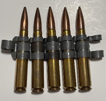 USED：米軍放出品　12.7mm 50CAL 50BMG 50口径　ダミーカート　5連　ベルトリンクの画像