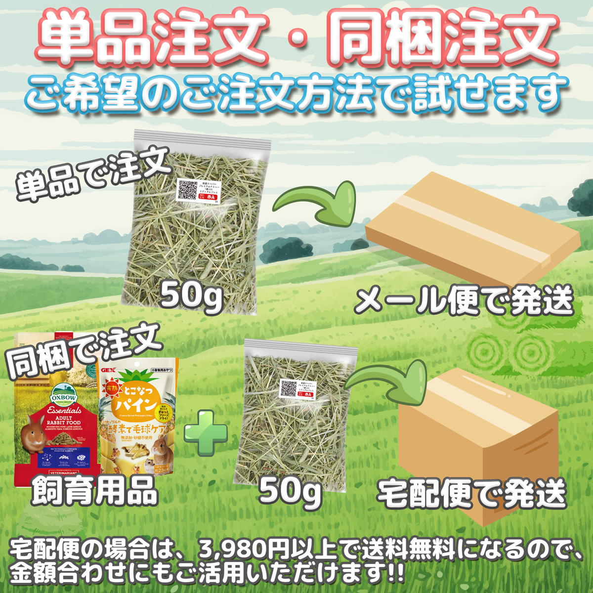  【当店オリジナル牧草お試し50g】 チモシー 1番刈り・2番刈り シングルプレス・ミディアムプレス・ダブルプレス ワシントン州・アイダホ州・カナダ産・オーストラリア産 粉が少ない牧草 サンプルサイズの画像