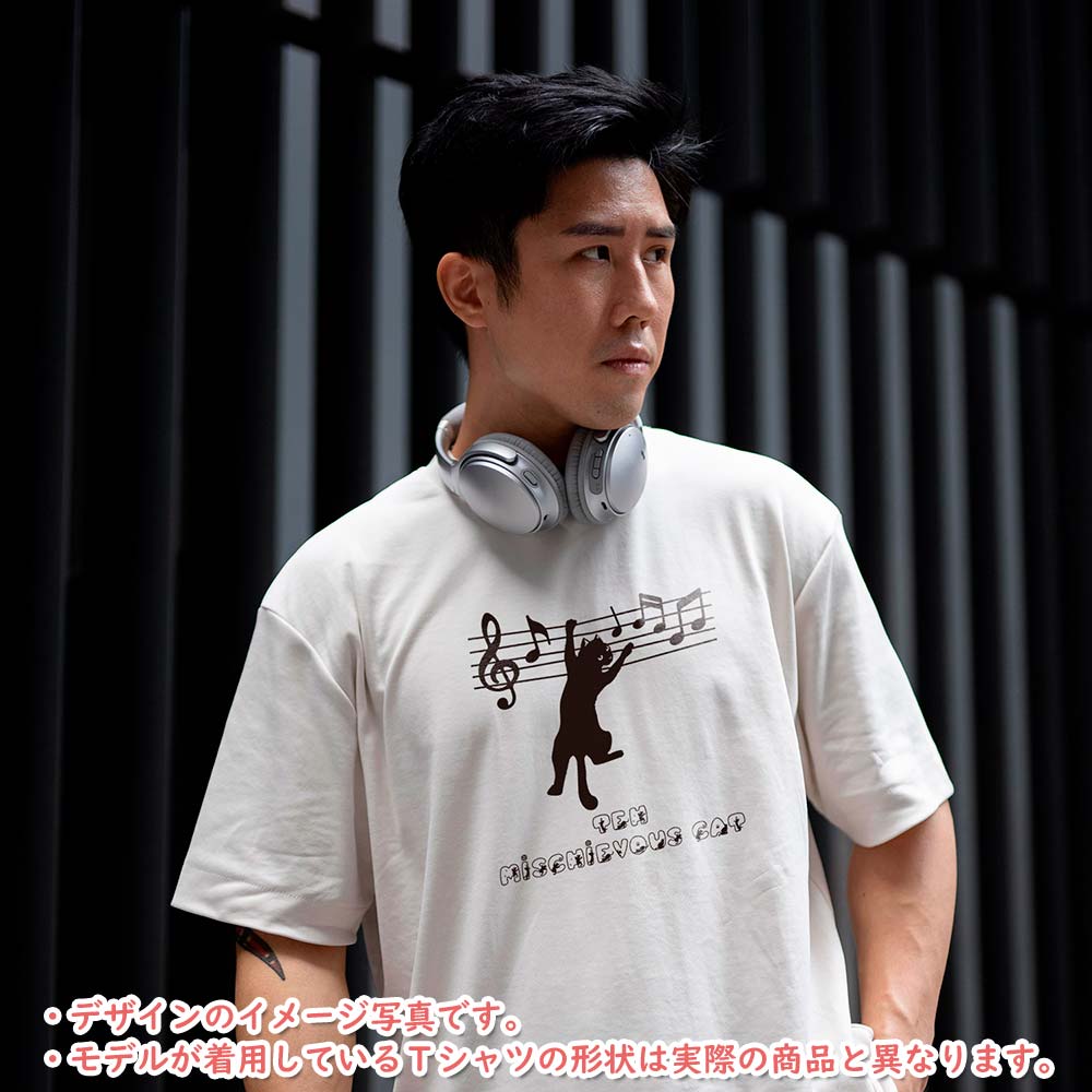おもしろTシャツ 半袖【いたずらネコ(楽譜)】【返品区分C】の画像