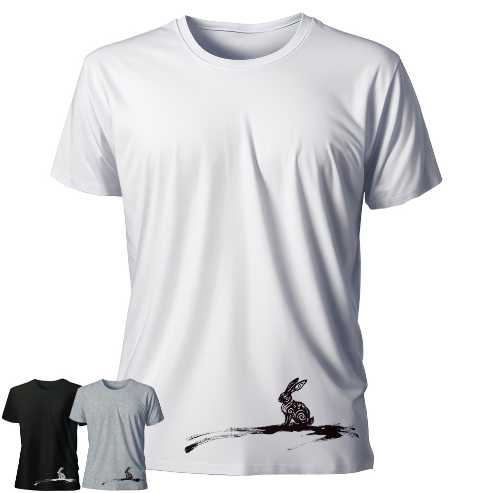 おもしろTシャツ 半袖【墨絵 うさぎ-aab4z】　【返品区分C】の画像