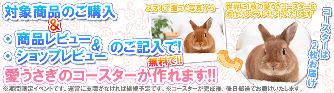 レビューを書いて愛うさぎコースターをプレゼント!!