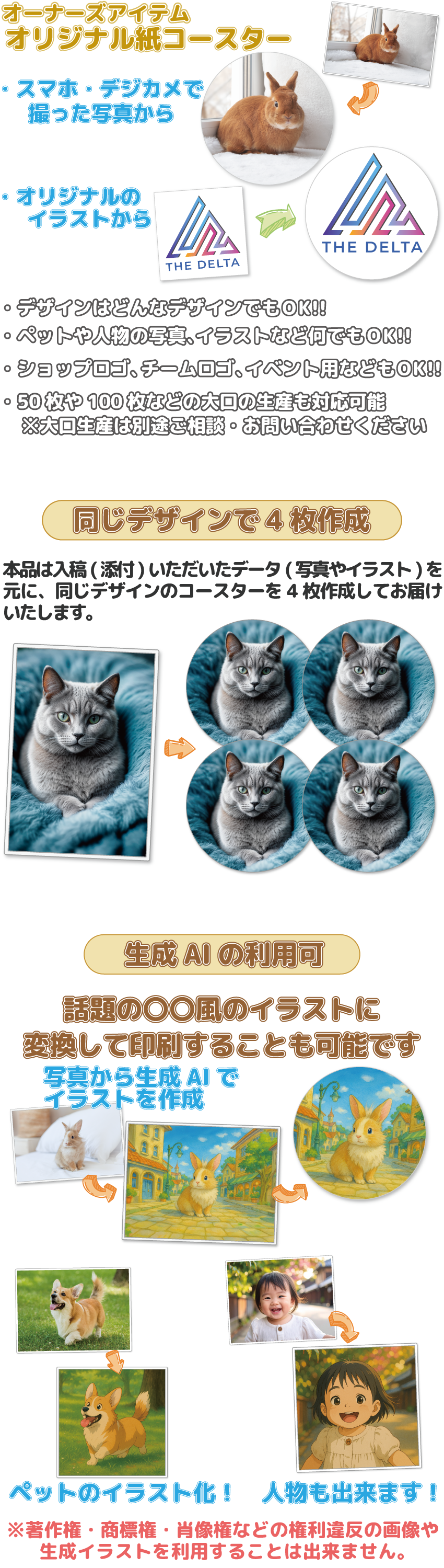 [写真やイラストからオリジナル紙コースターが作れる]の商品説明-01