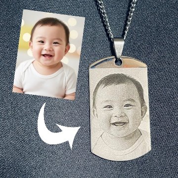 【送料無料】写真刻印 ステンレス ドッグタグ【オーダーメイド・裏面文字入れ】フォト刻印 記念日 ペット 出産祝い メモリアル ギフトの画像