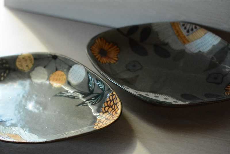 花柄ひし形皿中の画像