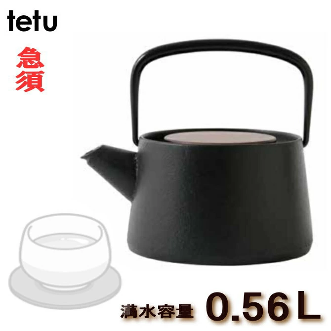 南部鉄器 tetu 急須　鉄瓶　満水約0.56Ｌ ティーポット（内面ホーロー加工）ステンレス茶こし付きの画像