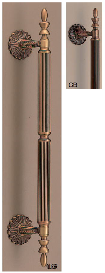 アンティーク　リバプール取手（両面用）真鍮　全長590mm【ロングハンドル】No.70 DH-144 画像