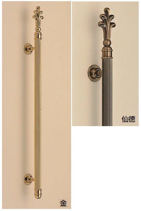 パラディ取手（両面用）φ30　全長876mm　真鍮（金）  DIY  No.161　標準扉厚：31～42mm DH-069の画像