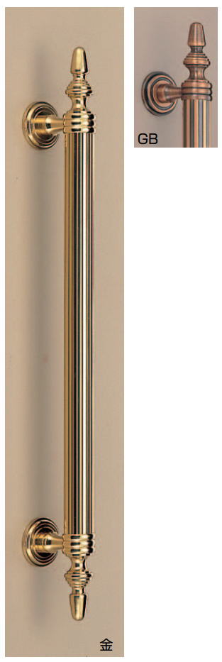 バレンシア取手（両面用）アンティークハンドル 真鍮 No.96 標準扉厚：26～42mm