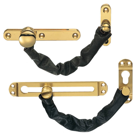 アンティークドアチェーン（真鍮+ステンレス）取り替え・取り付け（金・SG・仙徳・クローム)用心鎖　後付け　玄関ドア・勝手口・出入り口扉・防犯対策の画像