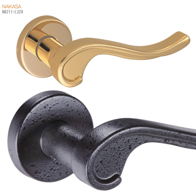 レバーハンドル（黒梨地・純金）丸座　空錠・チューブラ空錠・表示錠・間仕切錠の画像