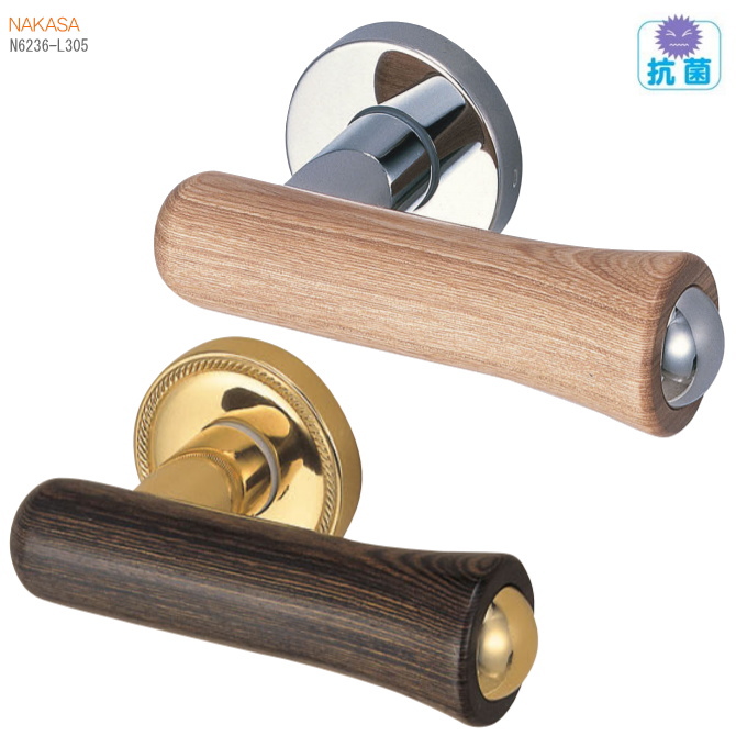 抗菌レバーハンドル 丸座 真鍮+積層 ドアレバー 空錠・チューブラ空錠・表示錠・間仕切錠の画像