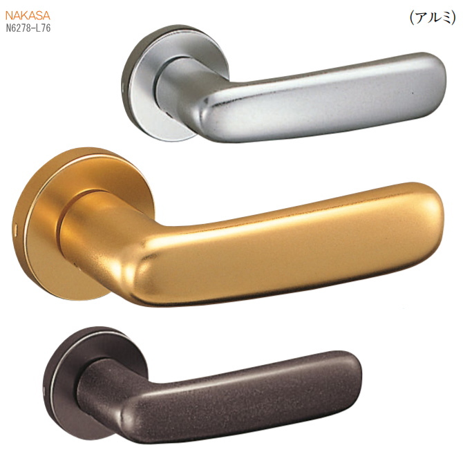 レバーハンドル（アルミ）丸座 ドアレバー 空錠・チューブラ空錠・表示錠・間仕切錠の画像