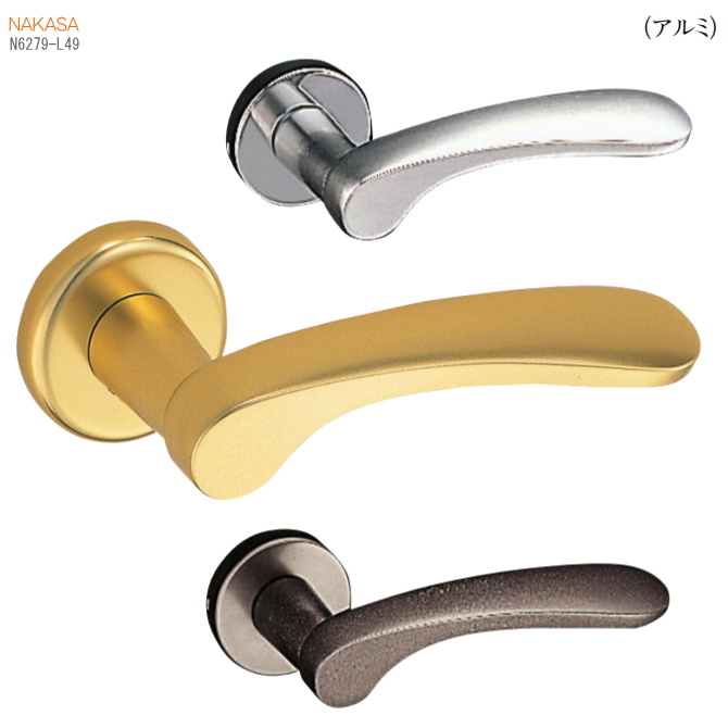 レバーハンドル（アルミ）丸座 ドアレバー 空錠・チューブラ空錠・表示錠・間仕切錠の画像