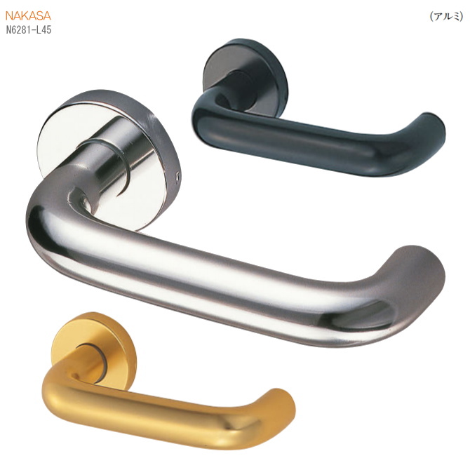 レバーハンドル（アルミ）丸座 ドアレバー 空錠・チューブラ空錠・表示錠・間仕切錠の画像