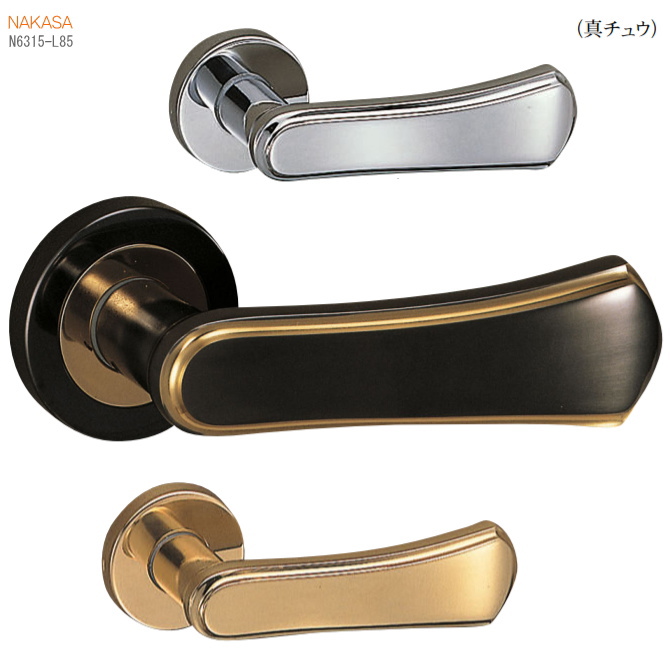 レバーハンドル（真鍮）丸座 ドアレバー 空錠・表示錠・間仕切錠の画像