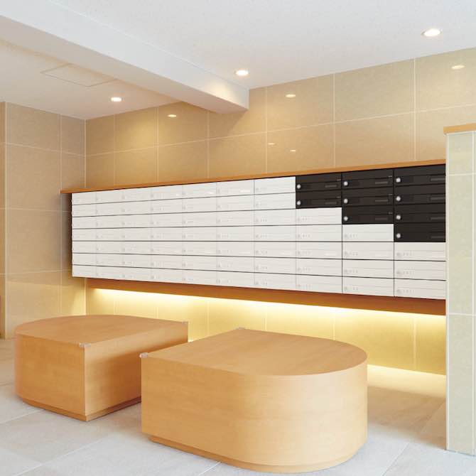 集合住宅用　郵便受け　大型郵便物対応 レターパックライト（壁付・屋内用）ナスタ KS-MB6002PU KS-MB4002PU KS-MB6002PY KS-MB4002PYの画像