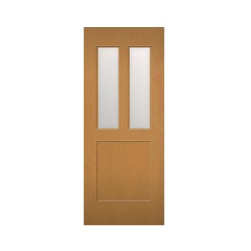 木製建具（開き戸・引き戸）アンティーク風室内ドア 上部ガラス組込・下部モールディング加工　NR-31HQ【特注ドア】画像