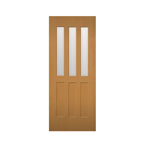 木製建具（開き戸・引き戸）上部たて格子ガラス組込　NR-54HQ【特注ドア】の画像