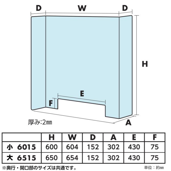 飛沫感染防止パネル　透明A-PET製　クリアーテーブル仕切り板の画像