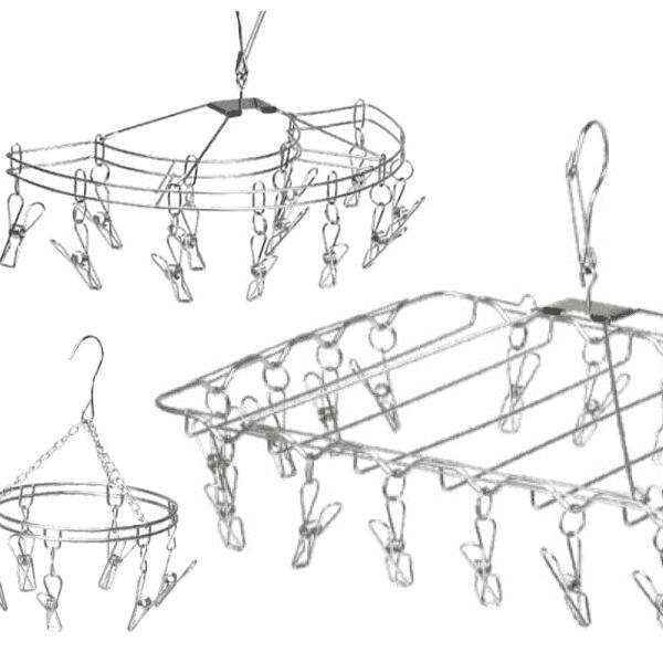オシャレな高級ステンレス　ワイヤーピンチハンガー　洗濯ばさみ付き物干し　（12ピンチ・20ピンチ）の画像