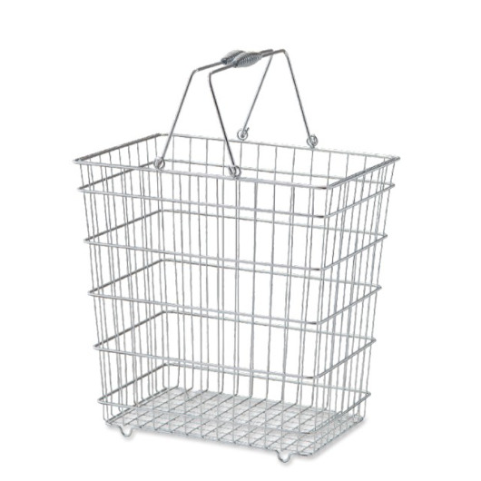 ワイヤー角深型バスケット　アイアン　ハンドル付きの画像