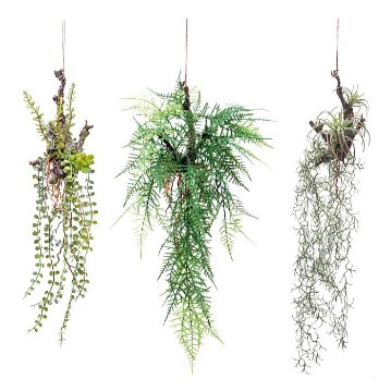 吊り下げグリーン　観葉植物　フェイクグリーン 人工植物　ハンギングプランツ　形調整できるワイヤー入り　吊り下げ用麻紐付き画像