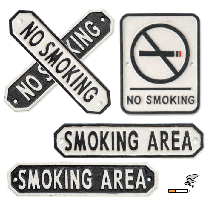 禁煙・喫煙所サインプレート（アイコン・ホワイト・ブラック）の画像