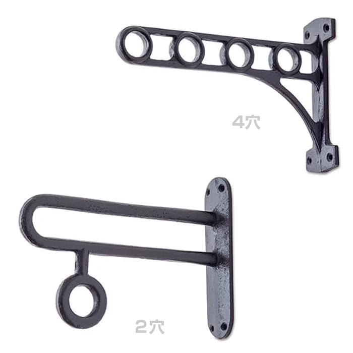 貫通ポールブラケット（4穴・2穴）１個　アイアンの画像
