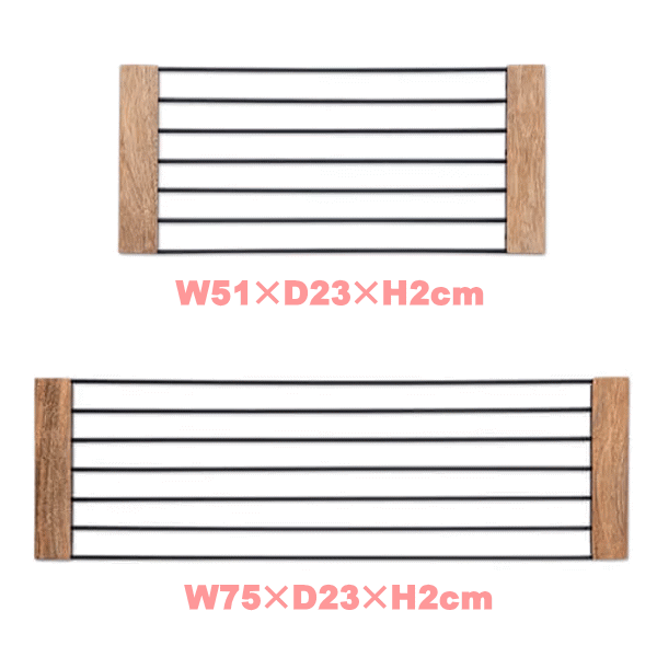 アイアンワイヤーシェルフ　W51×D23×H2cm 木とワイヤーを組み合わせた棚の画像