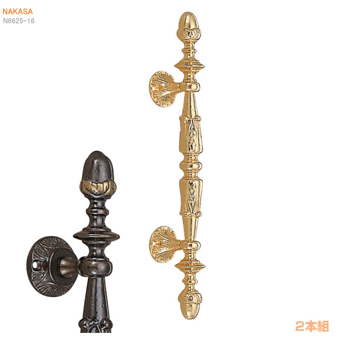 アンティークエレガント丸座付取手（特大400・大295・小215） DH-293 扉 玄関取っ手 把手ドアハンドル ヒンジ扉 の画像