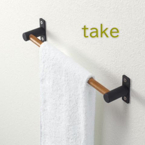 タオル掛け 竹製　タオルバー 木ネジ付 　トイレ・サニタリー　たおる掛け　take の画像