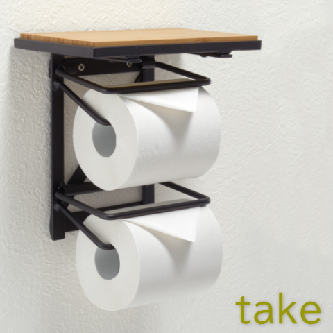 トイレットペーパーホルダー 竹製　トイレ・サニタリー　ダブルペーパーホルダー　takeの画像