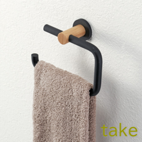 タオル掛け　竹・アルミ製　トイレ・サニタリー　タオルハンガー　たおるリング　takeの画像
