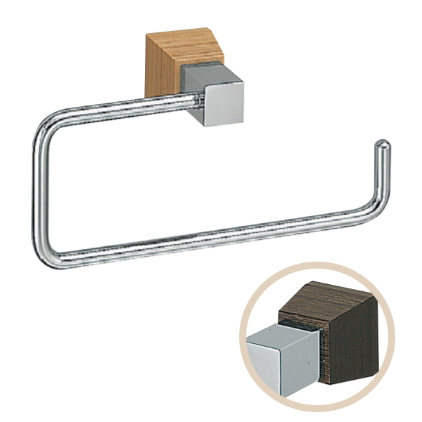 タオルリング　ウッドMONO （白・黒）たおる掛け　トイレ・サニタリー・洗面所に の画像