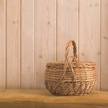 蓋つき手提げかご（丸・ワイド）　ハンドル付きバスケット　柳の編みカゴ 画像