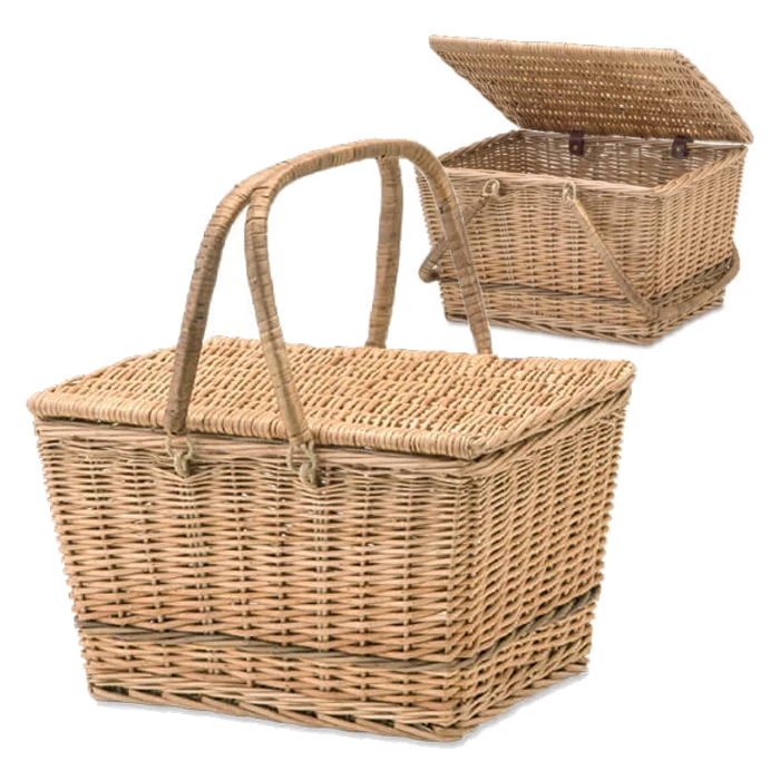 大人のおむつ収納かご　蓋付きバスケット　介護カゴ　柳のふた付き編みカゴ 買い物カゴ　ピクニック　レジャーバスケット の画像