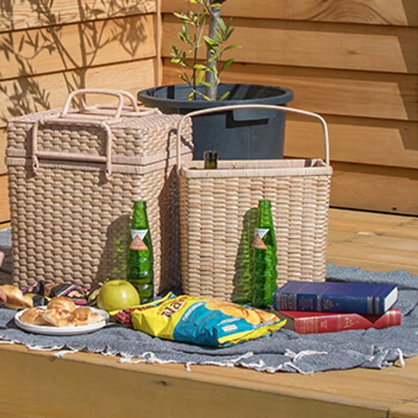 ピクニックバスケット　ラタン編みかご（蓋なし）の画像