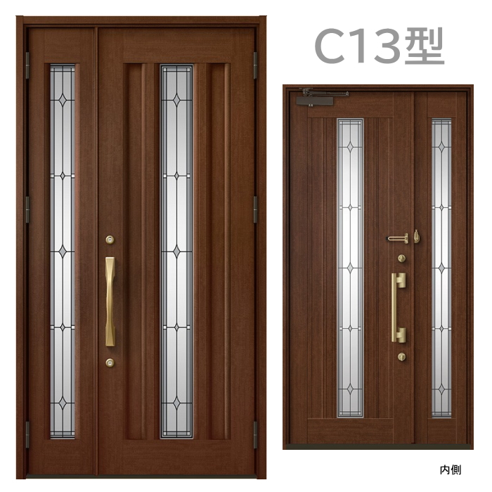 玄関ドア　C13型 プレナスX 片開き・親子ドア・片袖・両袖・親子入隅画像